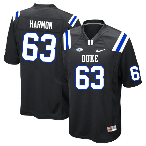 Men #63 Zach Harmon Duke Blue Devils College Football Jerseys Sale-Black